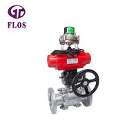 3 pc pneumatic&gear box ball valve with open-close position switch，flanged ends