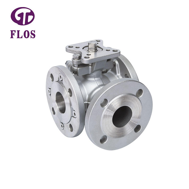 3 way stainless steel high-platform ball valve，flanged ends