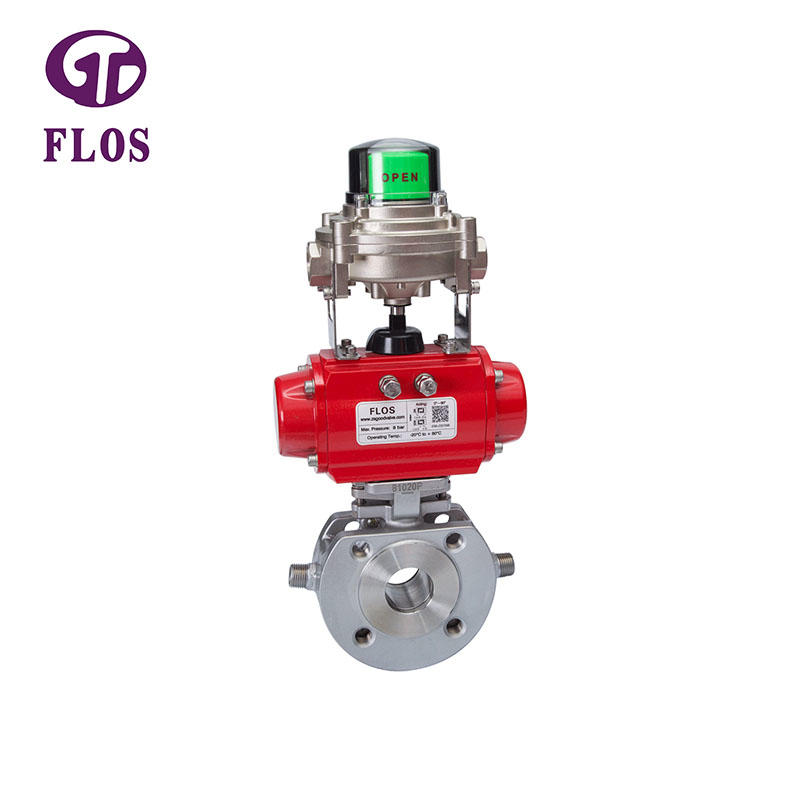 One pc pneumatic heat preservation ball valve with open-close position switch，flanged ends