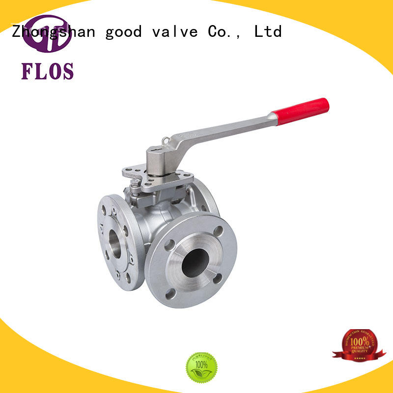 FLOS stainless 3 way flanged ball valve wholesale for opening piping flow
