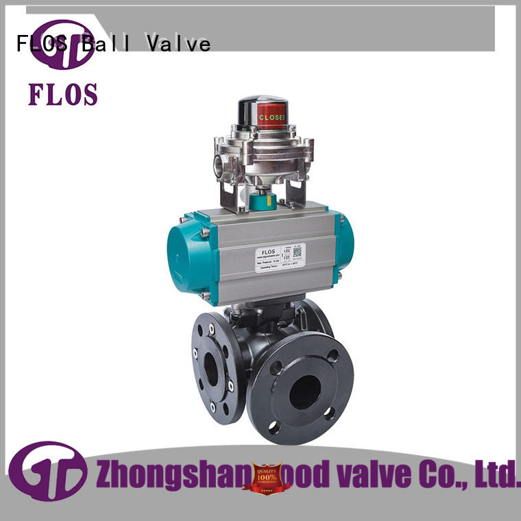 3 way pneumatic carbon steel ball valve /open-close position switch, flanged ends