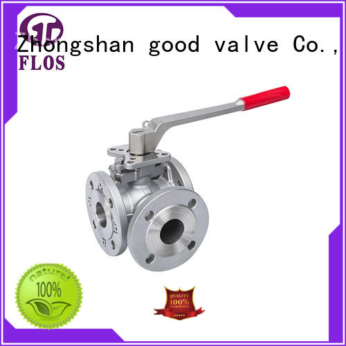 FLOS pneumatic 3 way flanged ball valve wholesale for closing piping flow