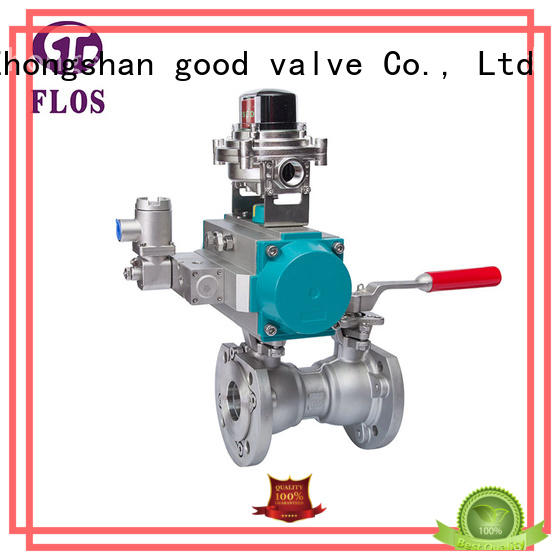 One pc pneumatic-manual double stainless steel ball valve with open-close position switch, flanged ends