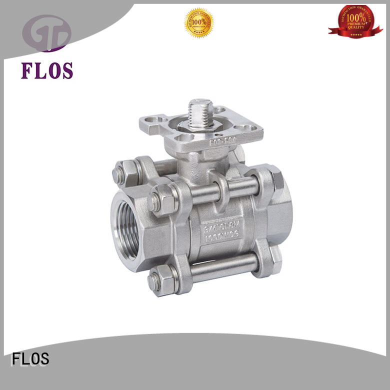 FLOS pneumatic 3 piece stainless ball valve wholesale for opening piping flow