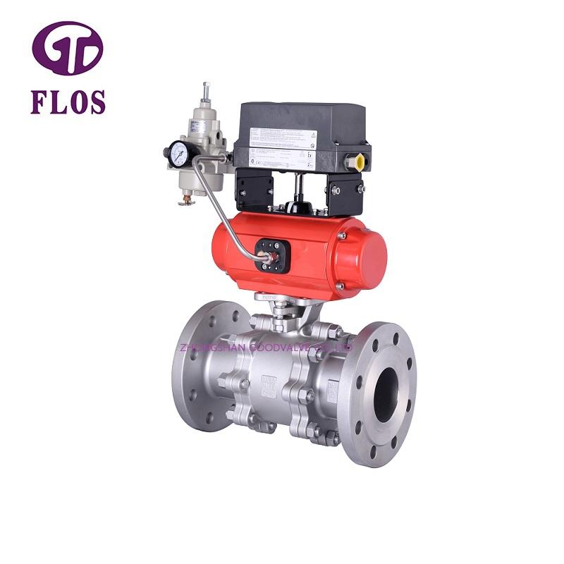 3 pc pneumatic ball valve with positioner，flanged ends